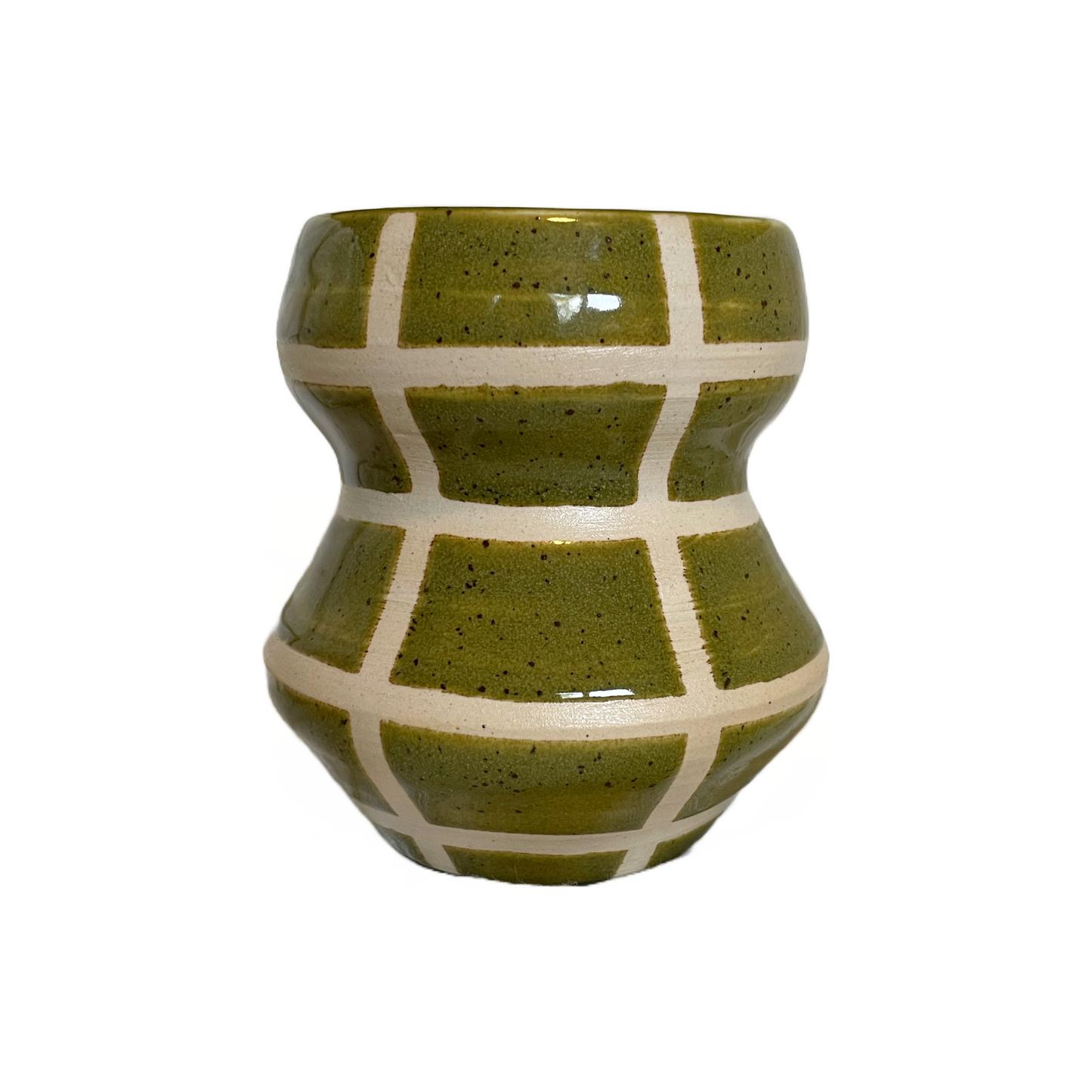 Retro Green Checkered Vase